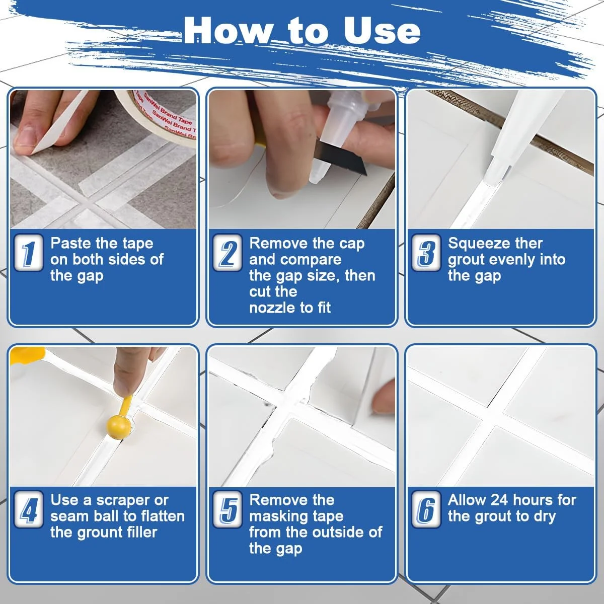 خمیر ترمیم کننده درزگیر کاشی Tile Reform، (هر بطری 1 عدد) 280 میلی لیتر - پرکننده ضد آب درزگیر آماده مصرف با نازل دقیق برای حمام، آشپزخانه، استخر و اتصالات کف