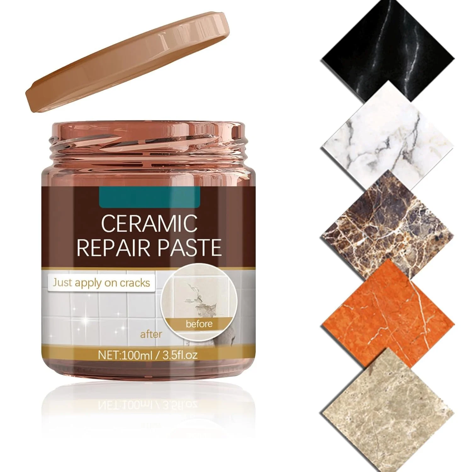 خمیر ترمیم کننده کاشی سرامیکی Excefore، کیت ترمیم کننده фарфор ۱۰۰ میلی لیتری، خمیر ترمیم کننده وان حمام، کرم ترمیم کننده اکریلیک фарфор فایبرگلاس مینا، خمیر ترمیم کننده کاشی، وان، سینک و دوش برای خراش ها، سوراخ ها و ترک ها