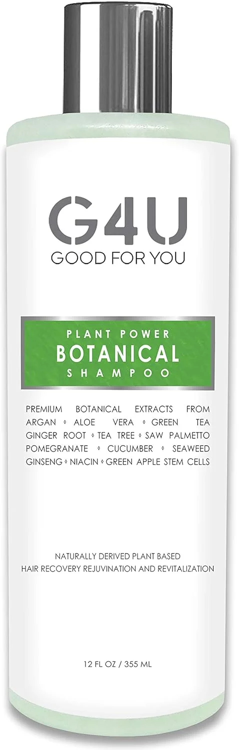 شامپو گیاهی قدرت گیاهی G4U (355 میلی لیتر)، مواد طبیعی گیاهی، برای احیا و شادابی مو، کاهش ریزش مو، مناسب برای انواع مو، بدون پارابن و سولفات