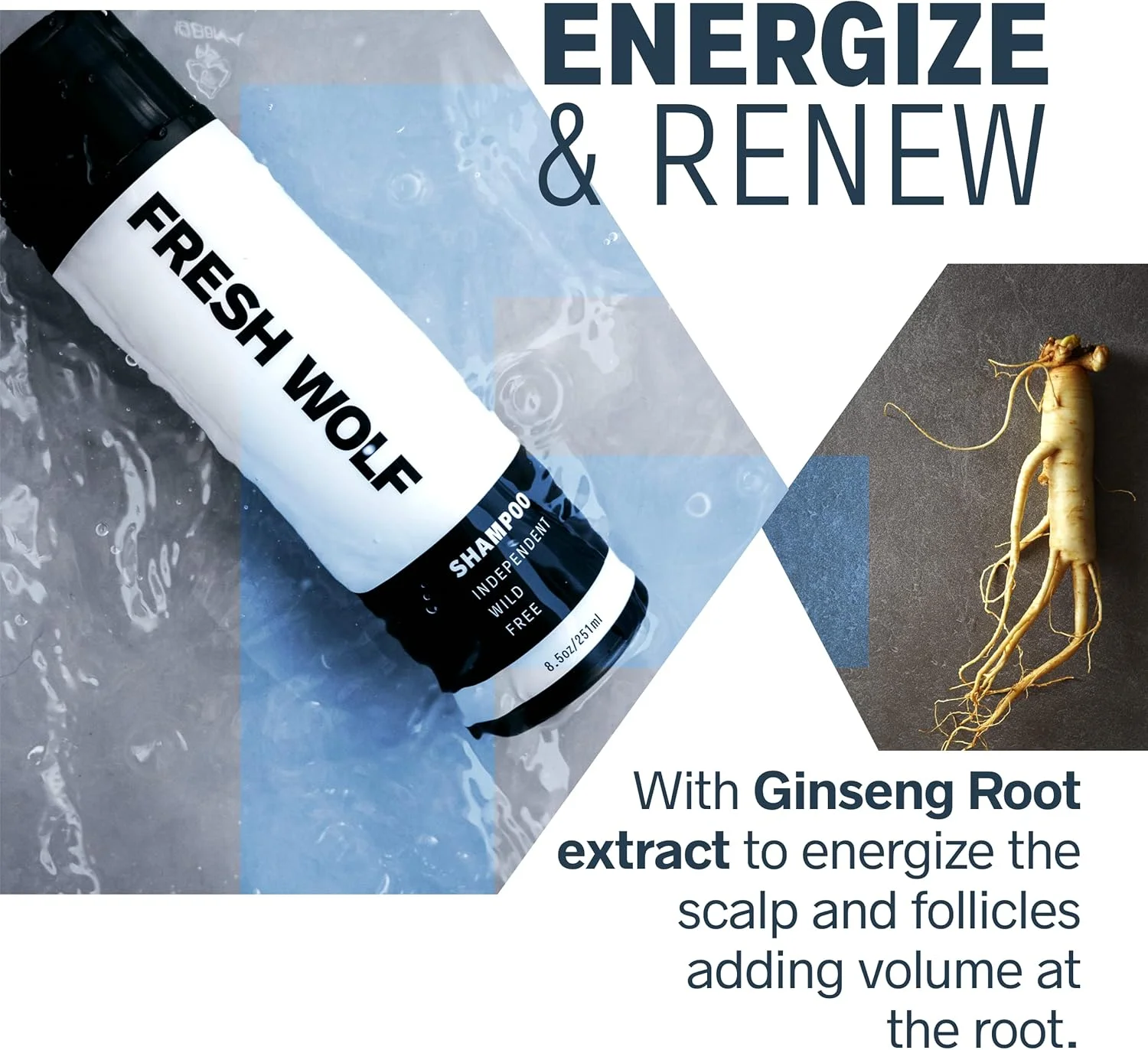 شامپو بدون سولفات فرش ولف | مناسب برای انواع مو | فرموله شده برای استفاده روزانه | تقویت کننده، ضخیم کننده و ترمیم کننده آسیب دیدگی | ساخت آمریکا، 250 میلی لیتر