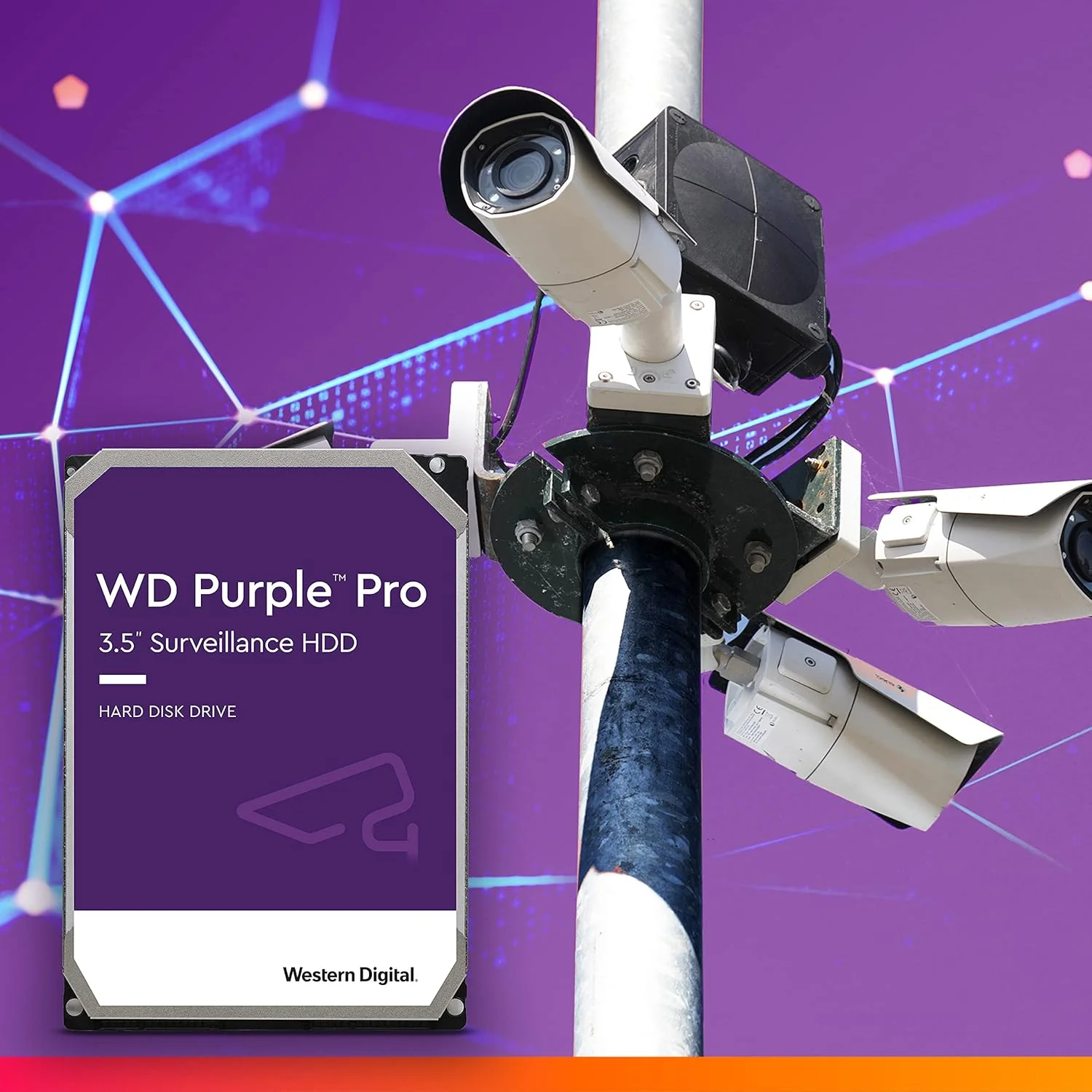 هارد دیسک داخلی 10 ترابایتی وسترن دیجیتال WD Purple Pro مخصوص نظارت تصویری - SATA 6 Gb/s، 256 مگابایت حافظه کش، 3.5 اینچ - WD101PURP