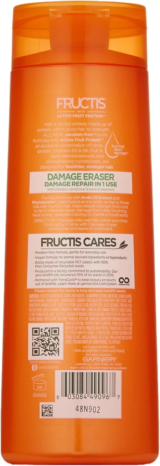 شامپو ترمیم کننده موهای آسیب دیده Garnier Fructis، مناسب موهای تحت فشار و آسیب دیده، 370 میلی لیتر شامپو ترمیم کننده موهای آسیب دیده Garnier Fructis، مناسب موهای تحت فشار و آسیب دیده، 370 میلی لیتر