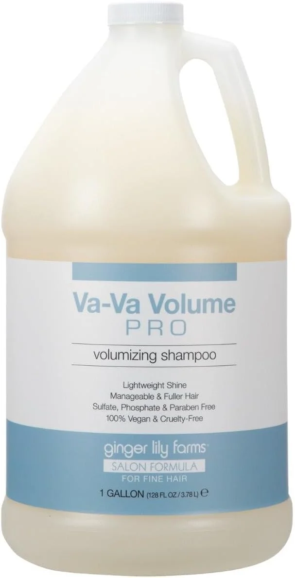 شامپو حجم دهنده موهای نازک Ginger Lily Farms Salon Formula Va-Va Volume Pro، کاملا گیاهی و بدون تست حیوانی، حجم 1 گالن (128 fl oz) - بسته دوباره پر کردنی شامپو حجم دهنده موهای نازک Ginger Lily Farms Salon Formula Va-Va Volume Pro، کاملا گیاهی و بدون تست حیوانی، حجم 1 گالن (128 fl oz) - بسته دوباره پر کردنی
