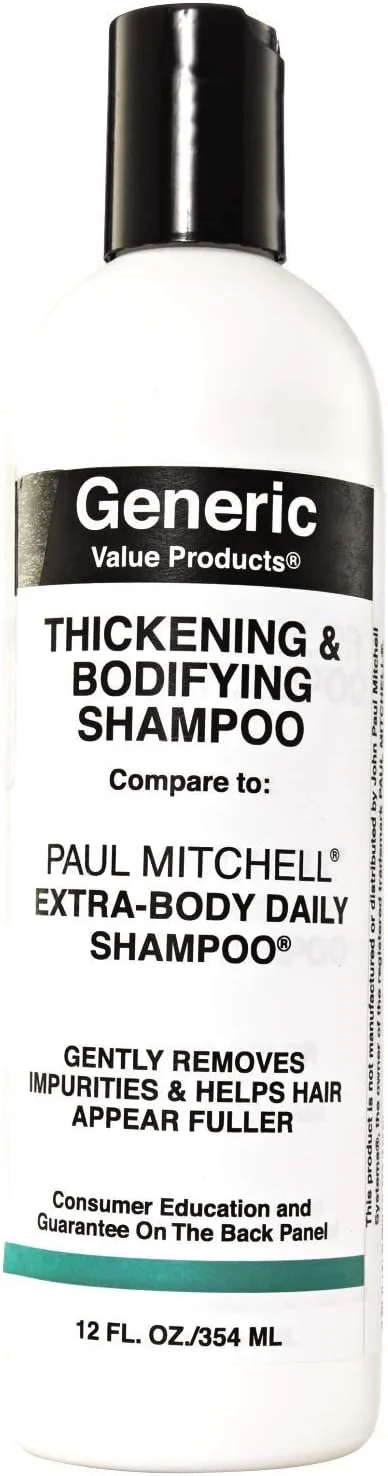شامپو ضخیم کننده و حجم دهنده مو جنریک ولیو پروداکتس، کمک به ترمیم موهای آسیب دیده، افزایش استحکام، برای موهایی ضخیم تر و پرپشت تر، پاک کننده ملایم، 355 میلی لیتر