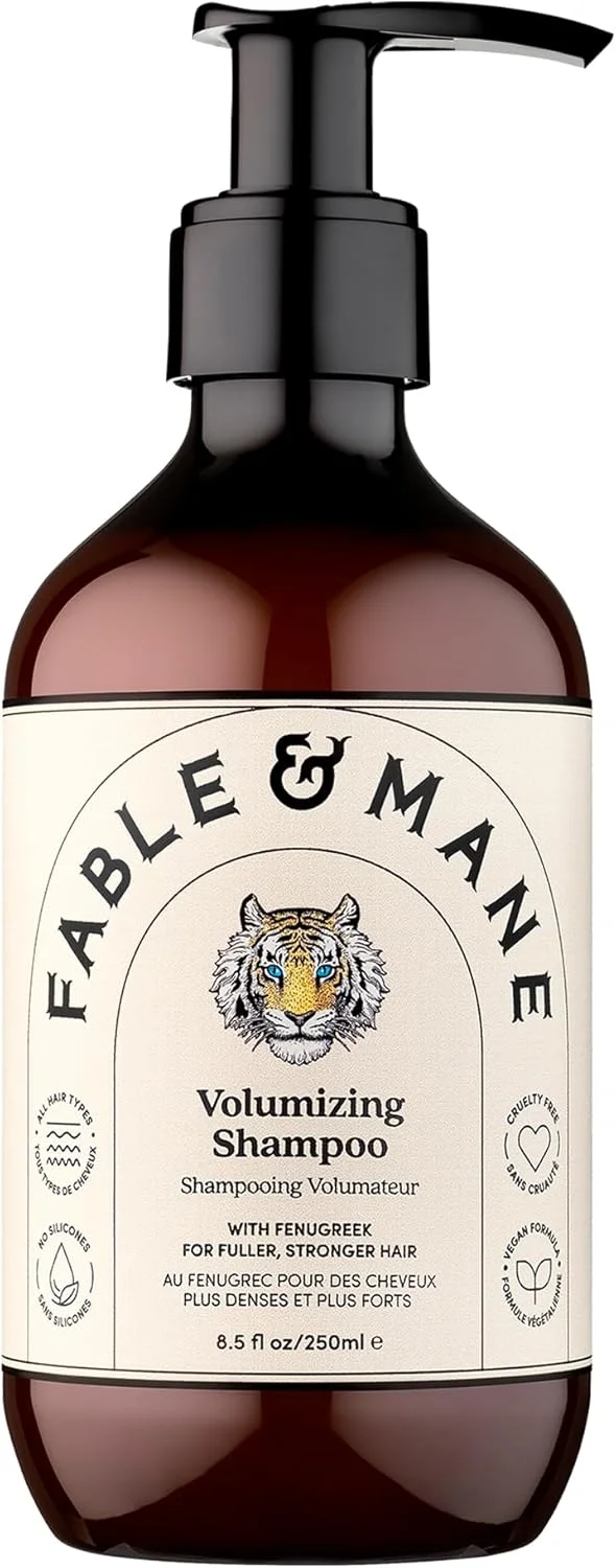 شامپو حجم دهنده فیبل اند مین، حجم بدون سنگینی از ریشه تا نوک موها. پاک کننده و درخشان کننده با آملا برای انواع موهای نازک، کم پشت یا متوسط
