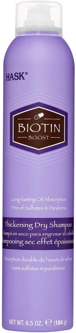 شامپو خشک حجم دهنده مو هاسک مدل بیوتین بوست