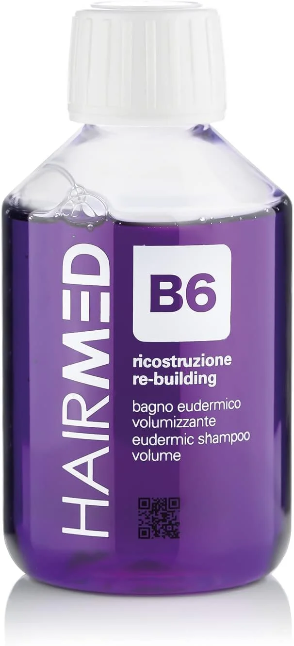 شامپو حجم دهنده موهای نازک HAIRMED B6، شامپو کراتین، بازسازی کننده حرفه ای مو، کراتین برای مو 200 میلی لیتر