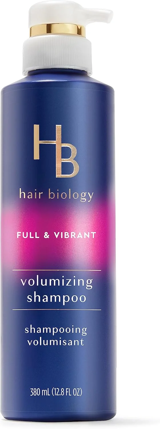 شامپو حجم دهنده مو Hair Biology با بیوتین - پرپشت و شاداب کننده برای موهای نازک یا کم حجم - 380 میلی لیتر، آبی و اسطوخودوسی