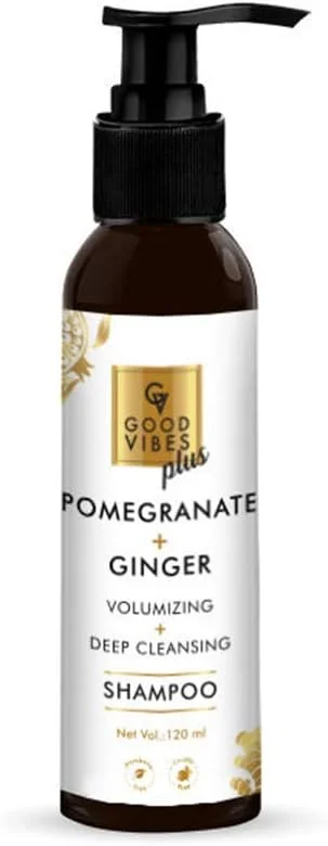 شامپو حجم دهنده و پاک کننده عمیق مو گود وایبز پلاس - انار + زنجبیل (120 میلی لیتر)