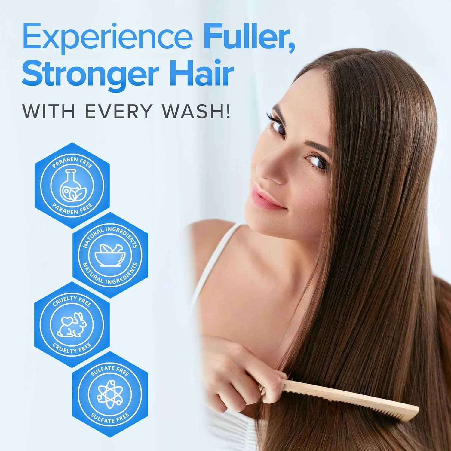 شامپو رشد مو برای موهای نازک و ریزش مو - شامپو بدون سولفات برای مردان و زنان - موهای ضخیم تر و براق تر - شامپو حجم دهنده و ضخیم کننده برای موهای رنگ شده با آلوئه ورا (473ml)