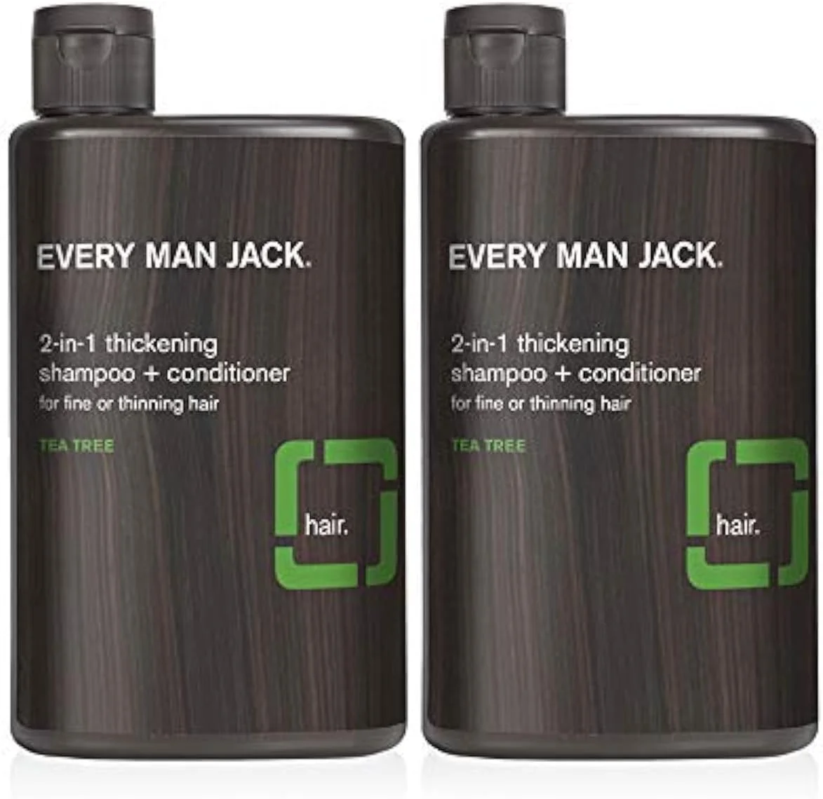 شامپو و نرم کننده ضخیم کننده 2 در 1 Every Man Jack - موها را با نارگیل، آلوئه ورا و روغن درخت چای ضخیم، تمیز و آبرسانی می کند - مشتق شده طبیعی و بدون مواد شیمیایی مضر - بسته دوقلو