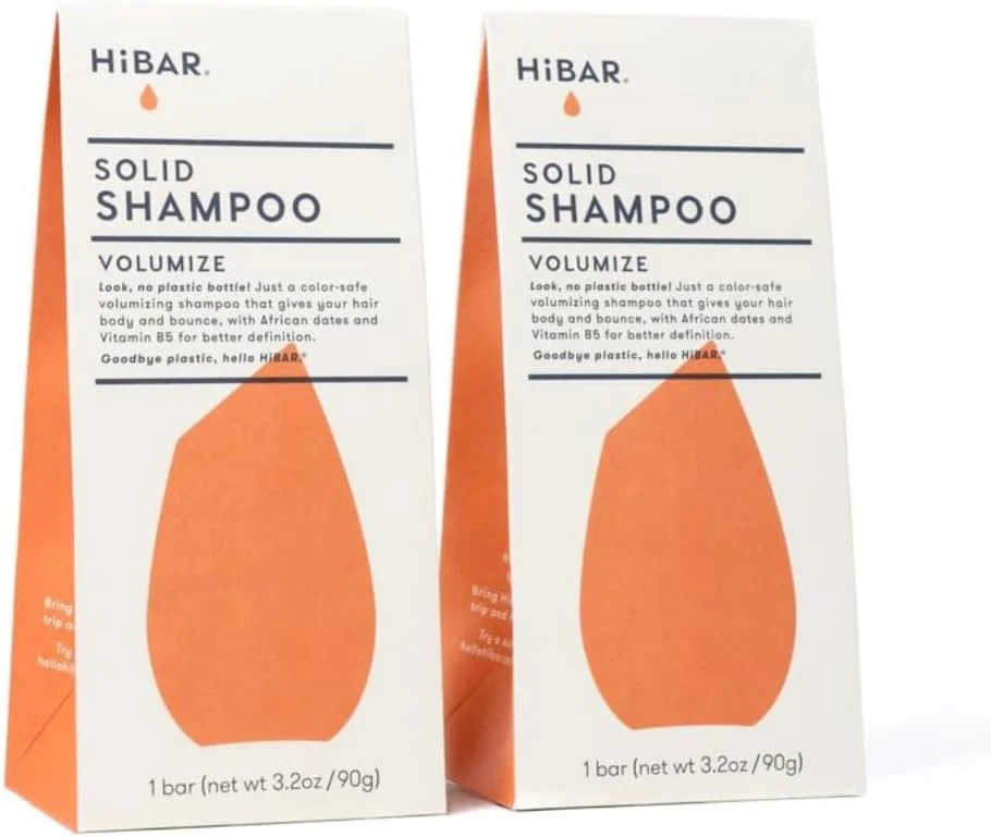 شامپو بار حجم دهنده HiBAR، بسته 2 عددی، فرموله شده ویژه برای موهای نازک، کم حجم یا بی جان، ساخته شده با آب برنج، 100% وگان، کیفیت سالنی، مورد تایید TSA و مناسب مسافرت