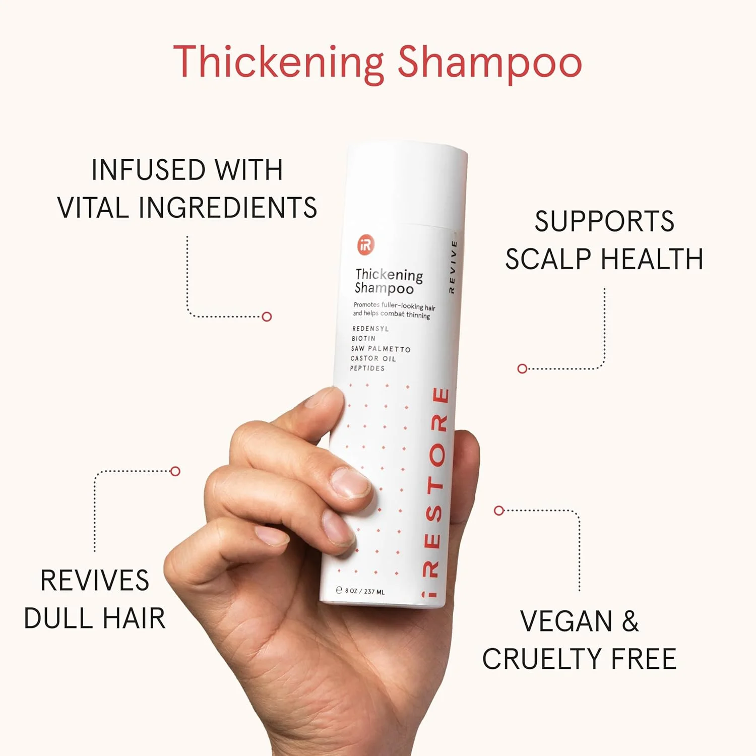 شامپو ضد ریزش و نازک شدن مو iRestore - فرمول بیوتین برای رشد، ضخیم شدن و حجم دهی مو برای آقایان و بانوان