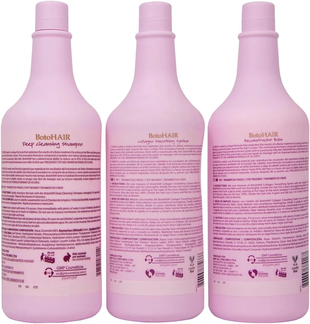 اینوار - شامپو پاک کننده عمقی بوتو هیر، سیستم تسکین دهنده کلاژن و بالم بازسازی کننده، محصول موی وگان، ضد وز، کراتین، کاهش حجم، طراحی شده برای آقایان و بانوان (1000 میلی لیتر، 3 بطری)