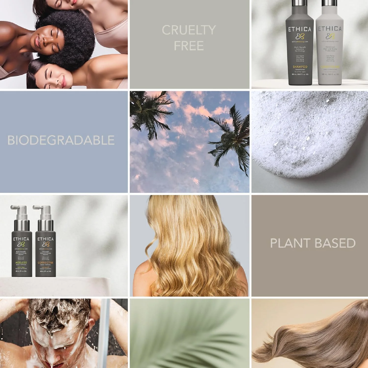 شامپو حرفه ای زیبایی Ethica. شفاف کننده، حجم دهنده و آبرسان. تقویت کننده موهای سالم و قوی، سلامت پوست سر و رشد مو، 250 میلی لیتر