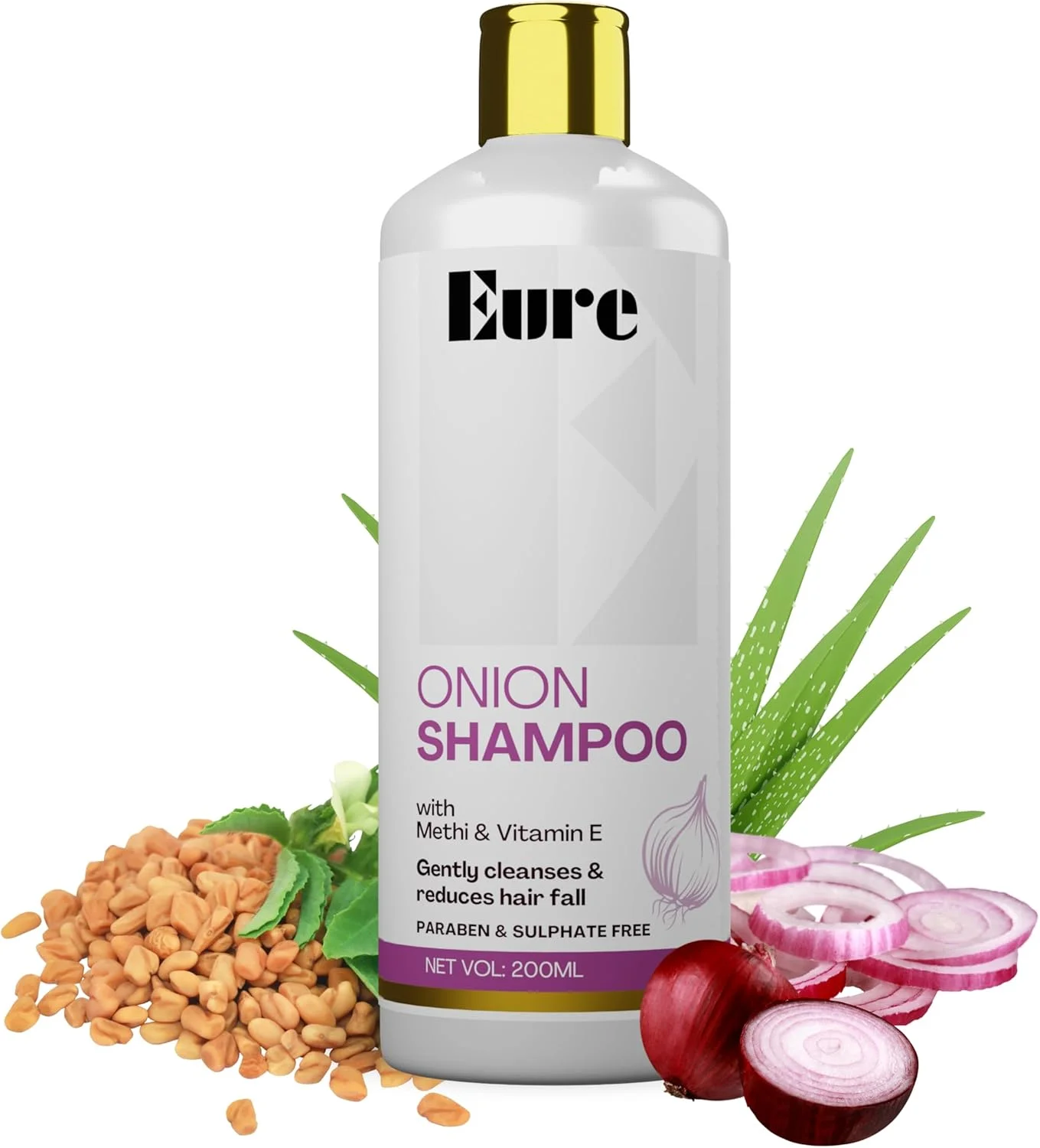 شامپو پیاز یور برای کنترل ریزش مو با عصاره شنبلیله و ویتامین E - پاک کننده ملایم، محرک رشد مو، بهبود سلامت پوست سر، تقویت کننده و درخشان کننده مو، ترمیم موهای آسیب دیده، مناسب برای انواع پوست - 200 میلی لیتر