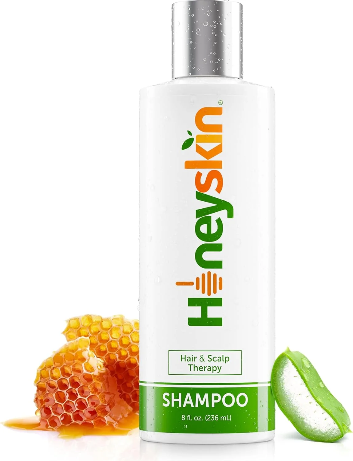 شامپو ترمیم کننده ملایم هانی اسکین (236 میلی لیتر) اگزما، پسوریازیس، سبوره، درماتیت، شوره سر، درمان خارش پوست سر و پوست سر خشک - مواد طبیعی ارگانیک