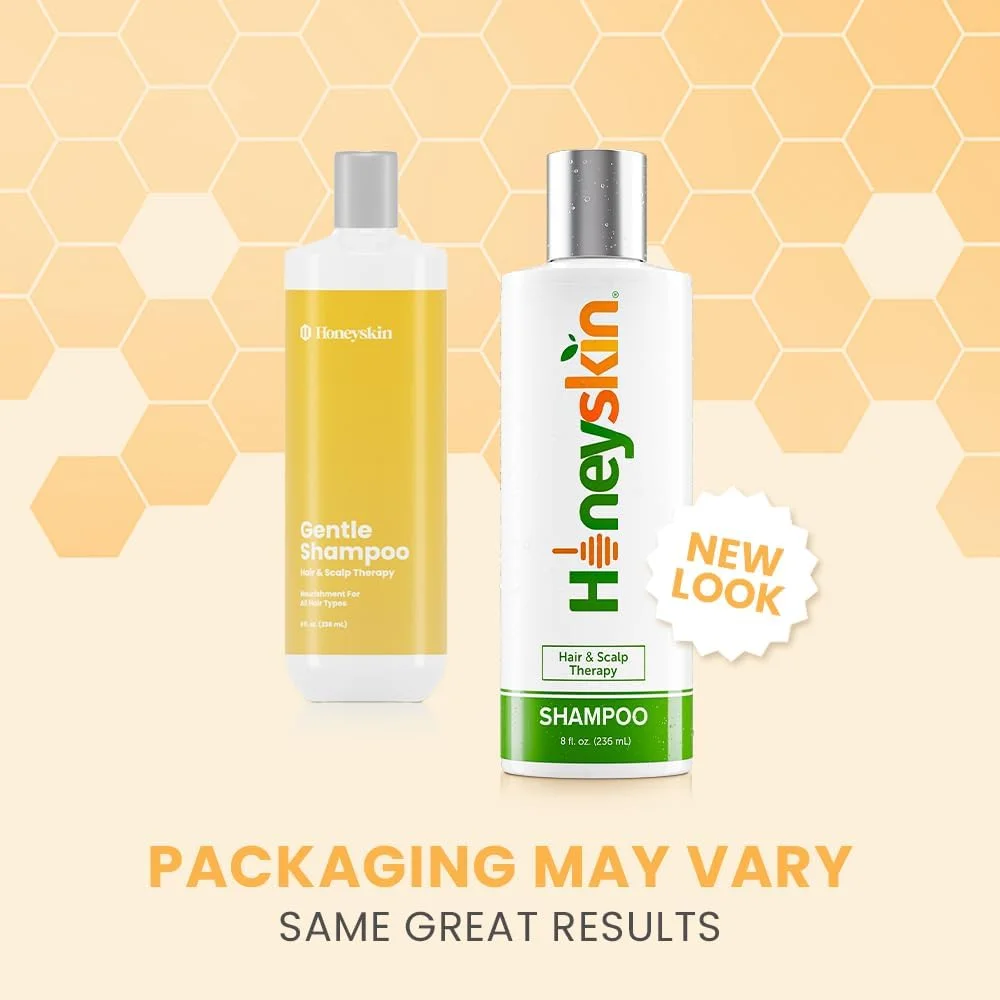 شامپو ترمیم کننده ملایم هانی اسکین (236 میلی لیتر) اگزما، پسوریازیس، سبوره، درماتیت، شوره سر، درمان خارش پوست سر و پوست سر خشک - مواد طبیعی ارگانیک