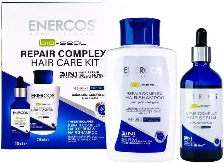 سرم و شامپو کمپلکس موی حرفه ای انرکوس حاوی کمپلکس ها و عصاره های گیاهی برای تقویت فولیکول های مو و کمک به رشد آن