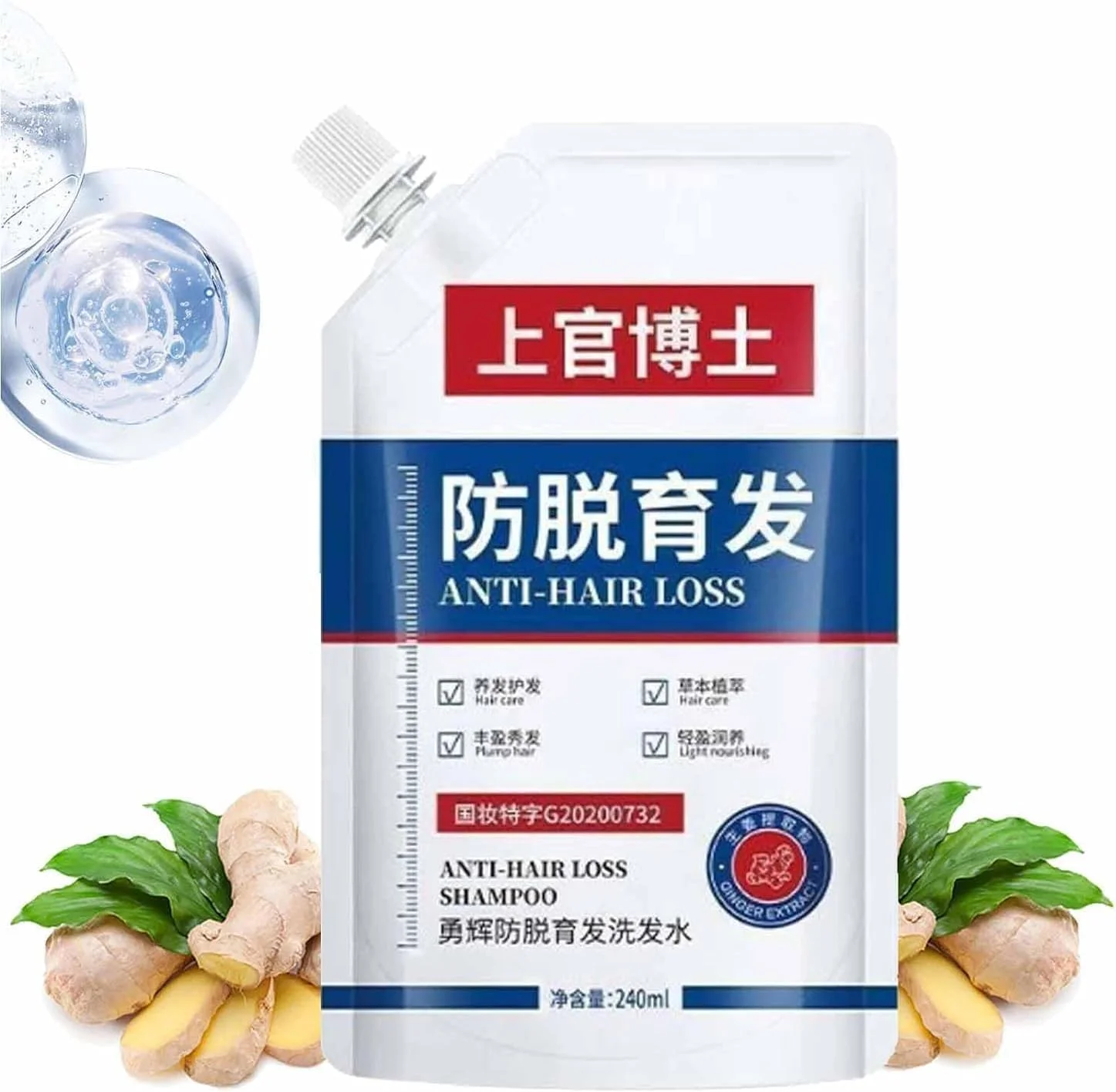 شامپو ضد ریزش مو دکتر شانگوان DUHANXI، شامپو ضد ریزش مو و رشد مو، شامپو ضد ریزش و تقویت کننده مو، شامپو ضد نازک شدن مو برای رشد و احیای مو (1 عدد)