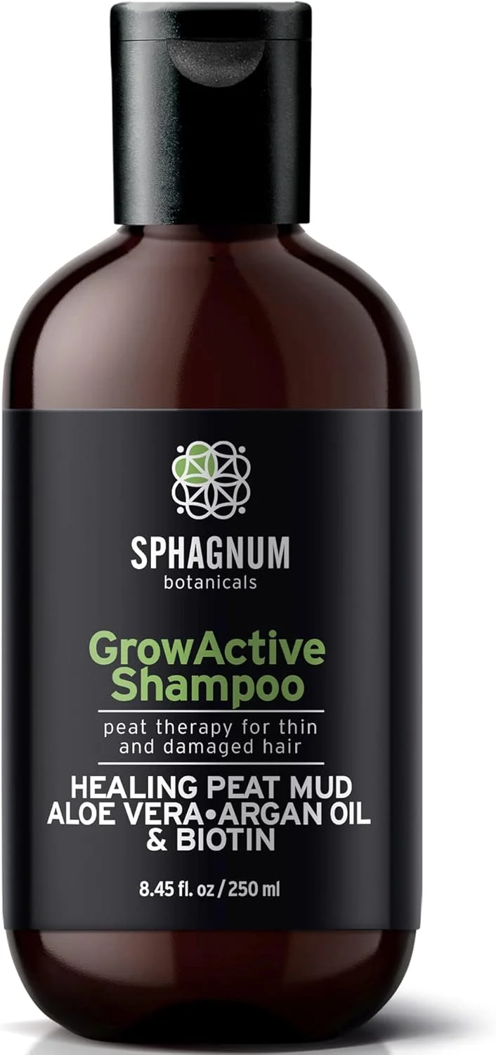 شامپو رشد مو اسفاگنوم بوتانیکالز - حاوی روغن آرگان و فولوییک اسید از لجن ذغال سنگ نارس طبیعی نوردیک - بدون SLS، پارابن، سولفات - درمان بیوتین و آلوئه ورا برای موهای نازک و آسیب دیده