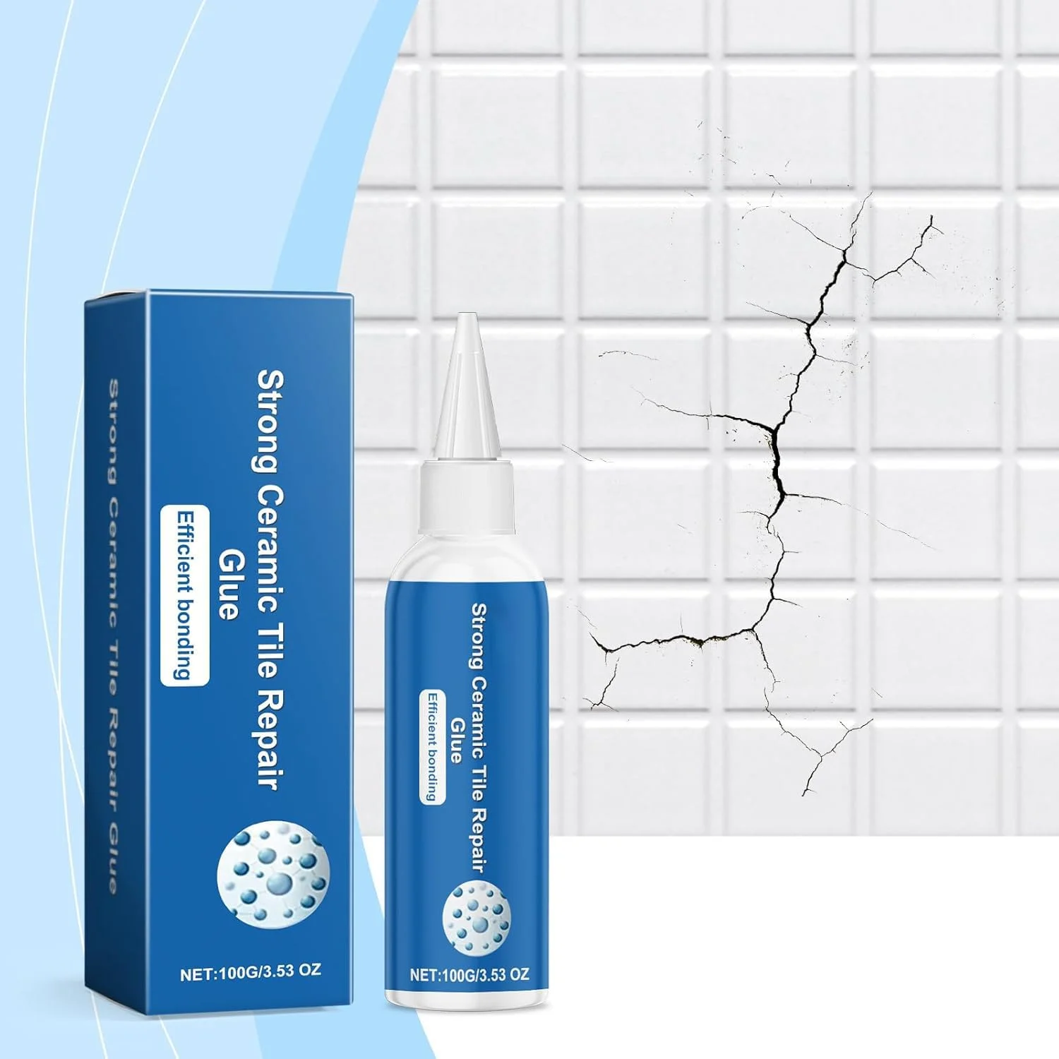 چسب ترمیم کننده دوغاب کاشی، چسب قوی 100 گرمی برای ترک ها، کیت ترمیم کاشی و سرامیک براق به همراه نوک، خشک شدن سریع، بدون بو، ضد آب، قلم دوغاب از پیش مخلوط شده برای پریدگی، فرورفتگی، سوراخ، خراش