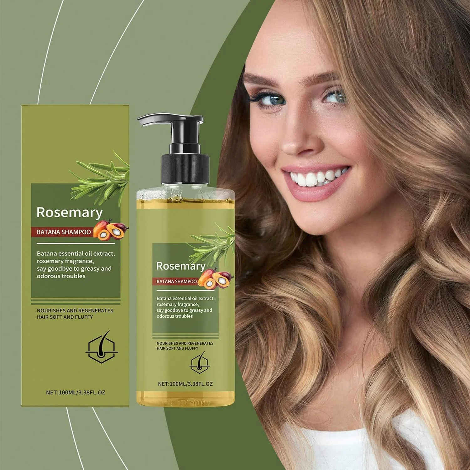 شامپو رزماری برای رشد مو، شامپو ضد ریزش مو، تقویت کننده موهای نازک و خشک، 100 میلی لیتر