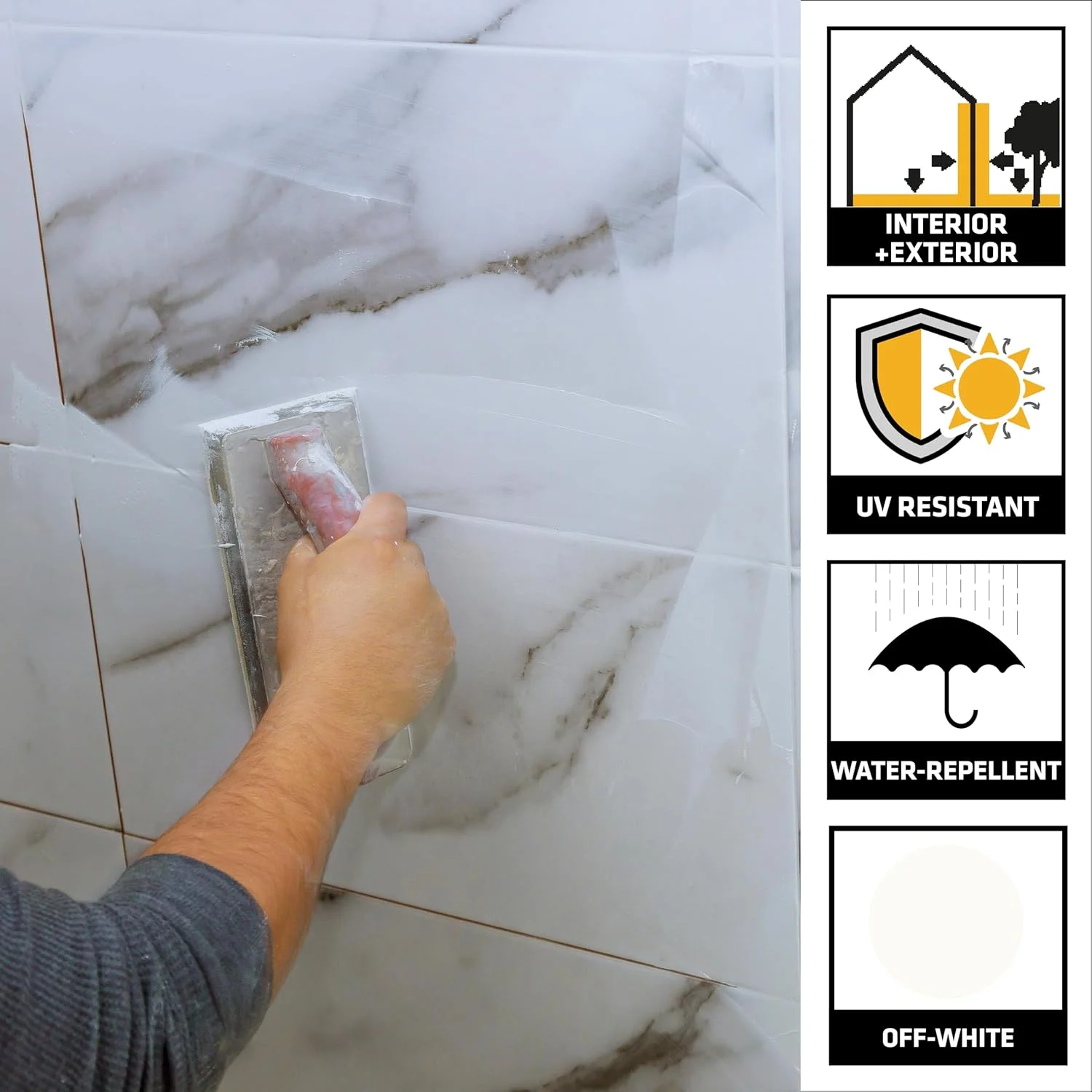 سیکا - ملات بندکشی سیمانی برای درزهای تا 4 میلی متر - SikaCeram-502 TG AE سفید مایل به کرم - کاربردهای داخلی و خارجی - 5 کیلوگرم