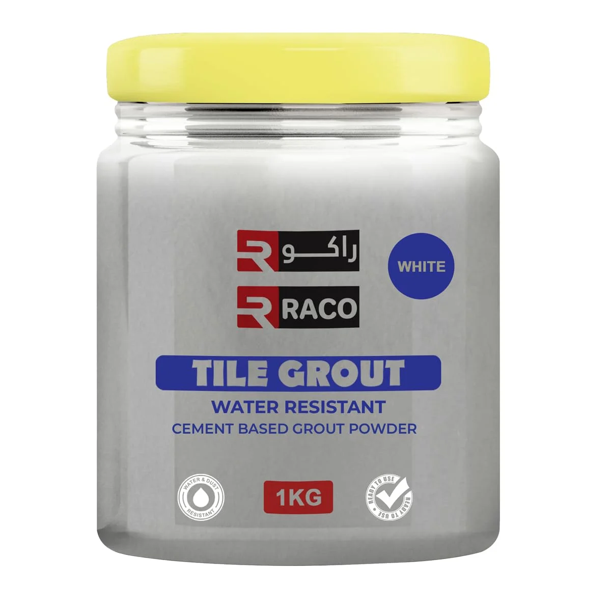 پودر بندکشی کاشی سیمانی RACO برای پر کردن درزهای کاشی (1 کیلوگرم، سفید)