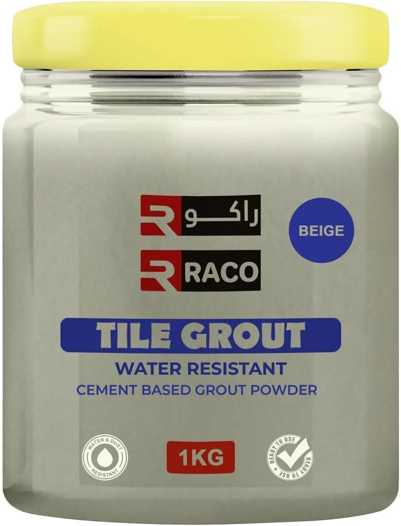 پودر بندکشی کاشی سیمانی RACO برای پر کردن درزهای کاشی 1 کیلوگرم، بژ