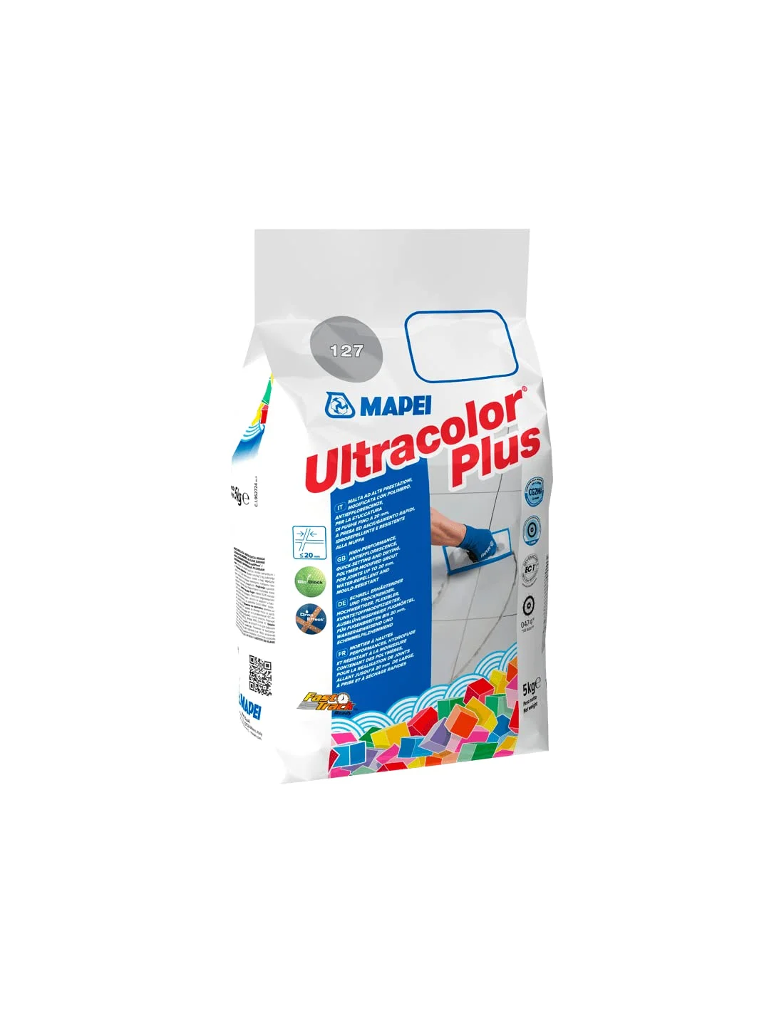 پودر بندکشی خاکستری Mapei Ultracolour Plus، مقاوم در برابر آب، مناسب برای کاشی کف و دیوار، 5 کیلوگرم