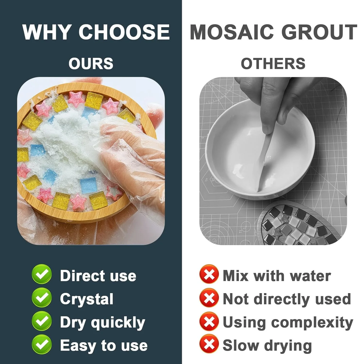 ملات موزاییک برای صنایع دستی - ملات کاشی کریستالی مشکی زود خشک شونده، عامل درزگیری آماده برای استفاده برای هنر شیشه ای DIY، هدایای دست ساز و لوازم کیت موزاییک (130 گرم)