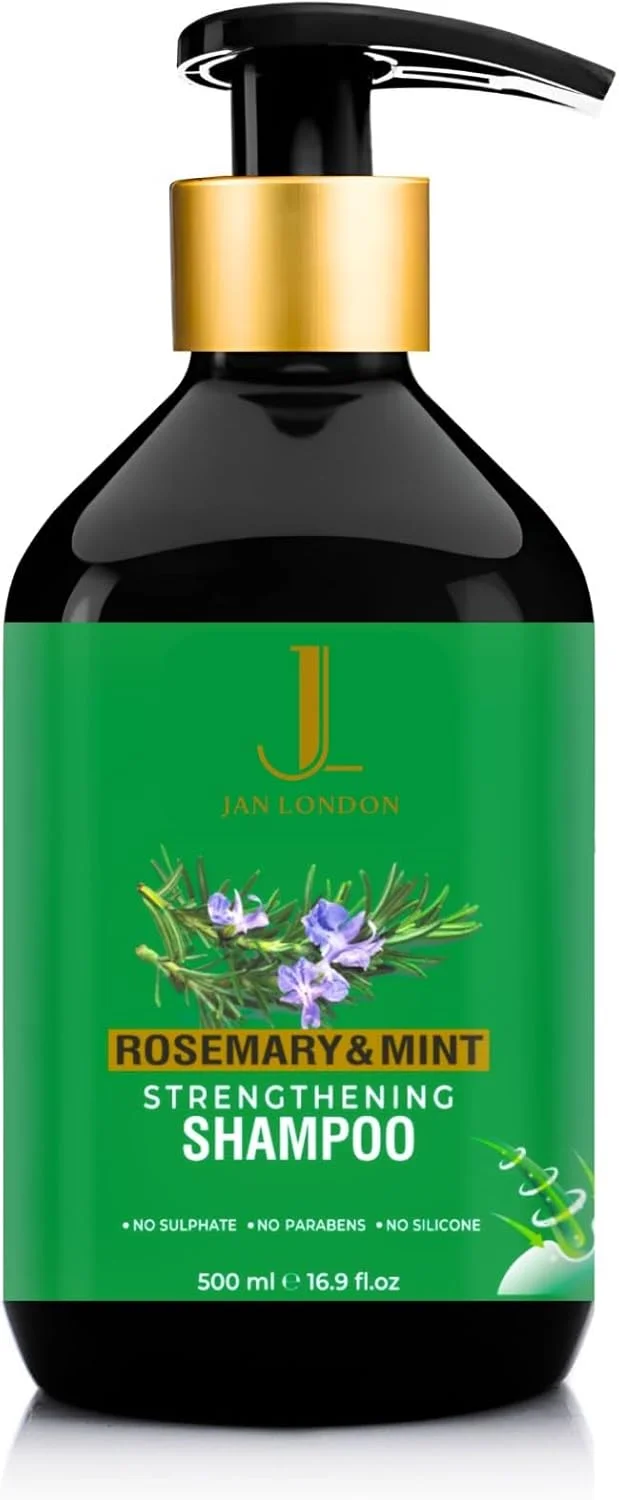 شامپو تقویت کننده و حجم دهنده رزماری و نعناع جان لندن - 500 میلی لیتر | متعادل کننده pH، بدون سولفات، بدون پارابن، بدون سیلیکون | غنی شده با عصاره طبیعی رزماری برای موهایی پرپشت تر و سالم تر