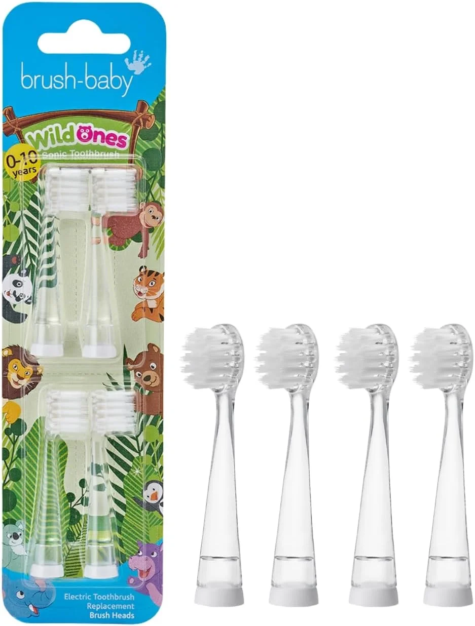 سری یدک مسواک Brush-Baby WildOnes (مناسب برای سنین 0 تا 10 سال) بسته 4 عددی