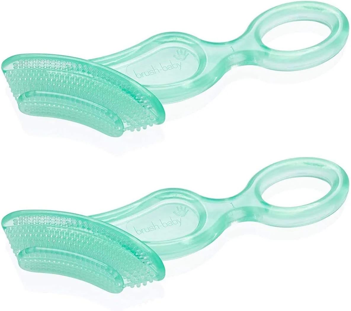 مسواک نرم جویدنی Brush-Baby برای نوزادان و کودکان نوپا | مرحله 2 دندان های اولیه - دندان درآوردن | مناسب از 10-36 ماهگی | به آرامی دندان های کودک را تمیز می کند و لثه های دردناک را تسکین می دهد | رنگ آبی فیروزه ای، بسته 2 عددی