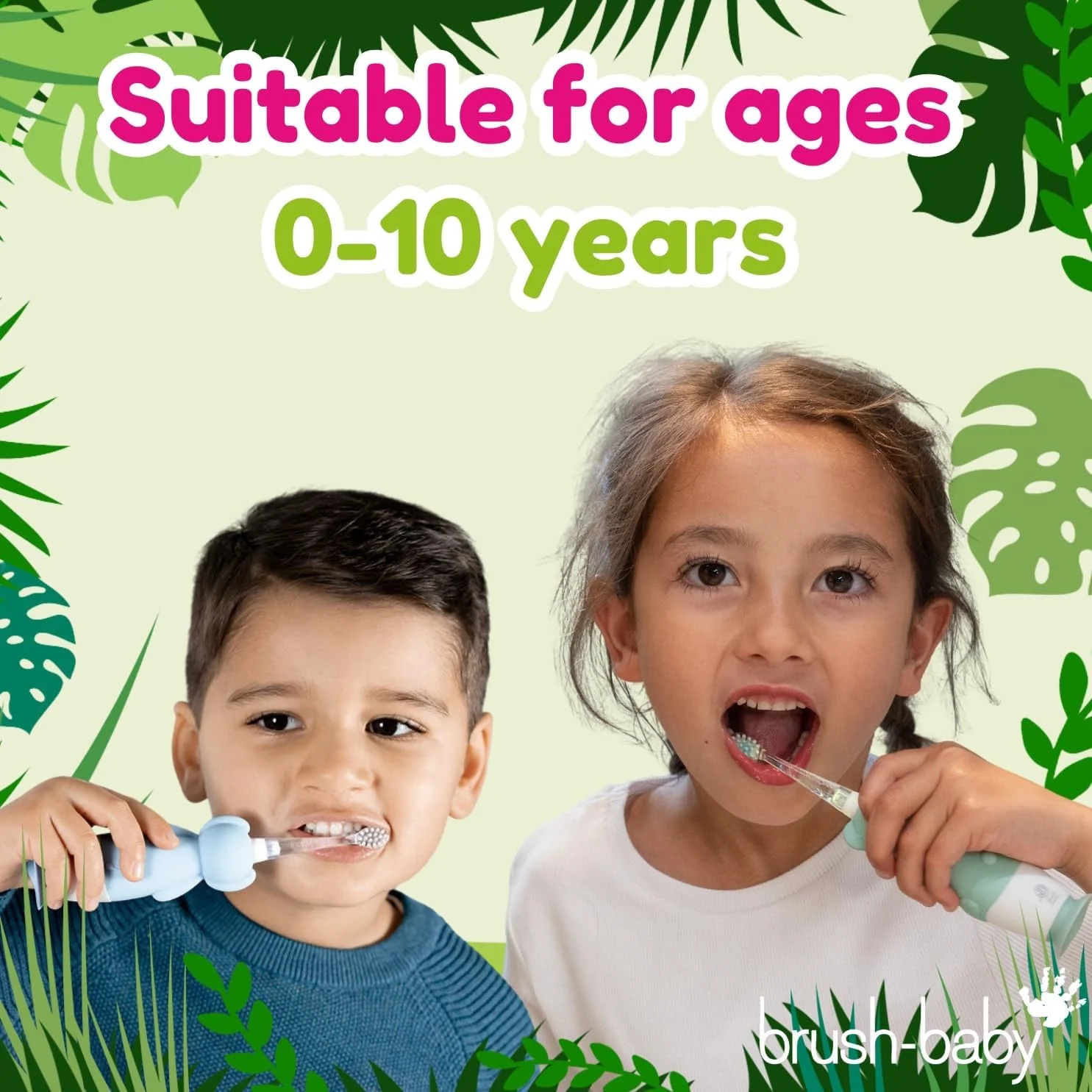 سری یدک مسواک Brush-Baby WildOnes (مناسب برای سنین 0 تا 10 سال) بسته 4 عددی