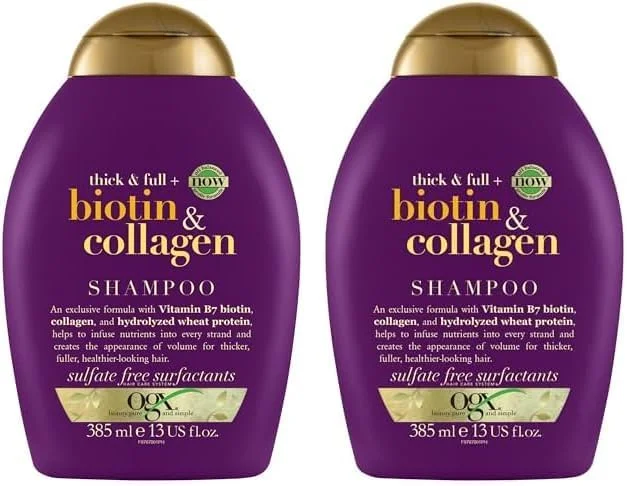 او جی ایکس، شامپو، ضخیم کننده و پرپشت کننده + بیوتین و کلاژن، 385 میلی لیتر (بسته 2 عددی) بسته بندی ممکن است متفاوت باشد