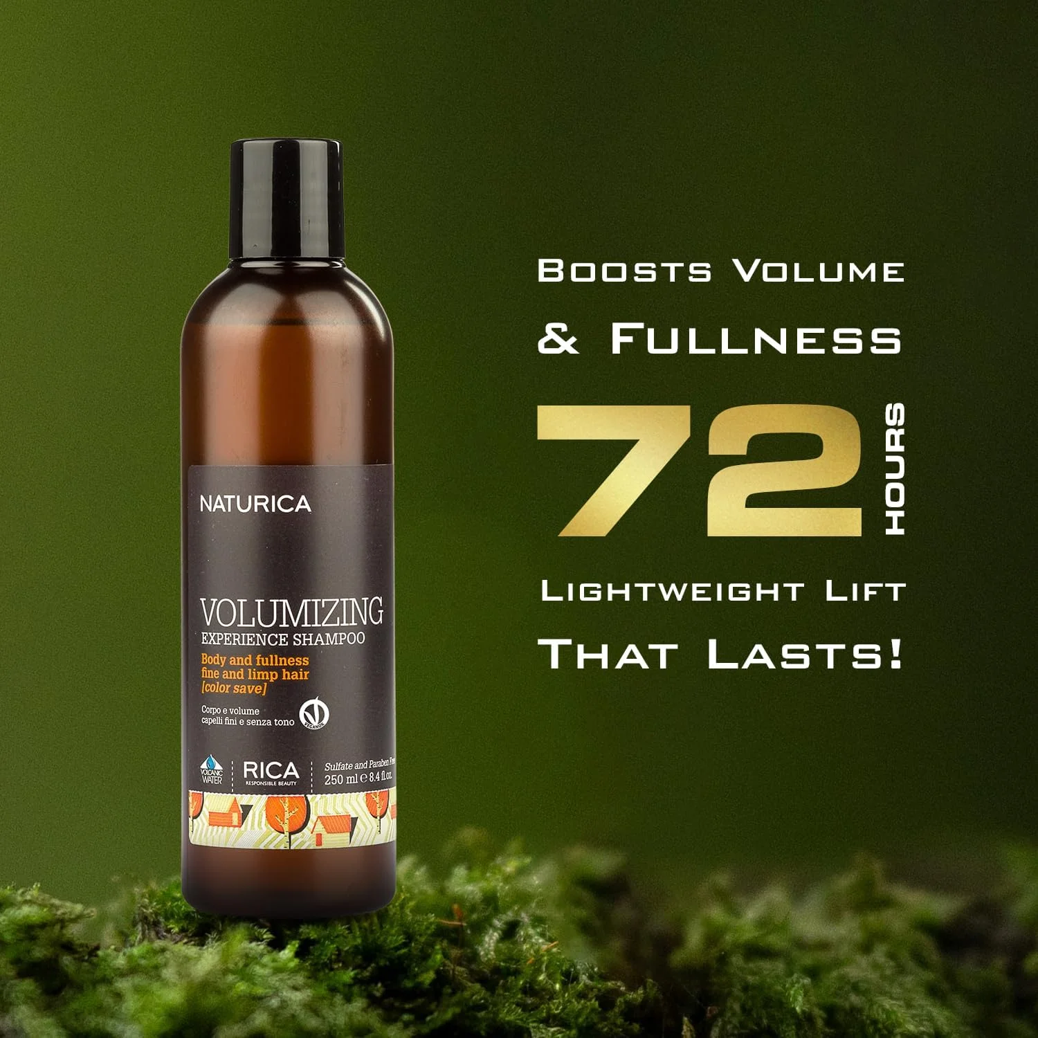 شامپو حجم دهنده ناتوریکا مناسب موهای نازک و کم حجم حاوی عصاره پرتقال خونی سیسیلی و پروتئین گندم - 250 میلی لیتر