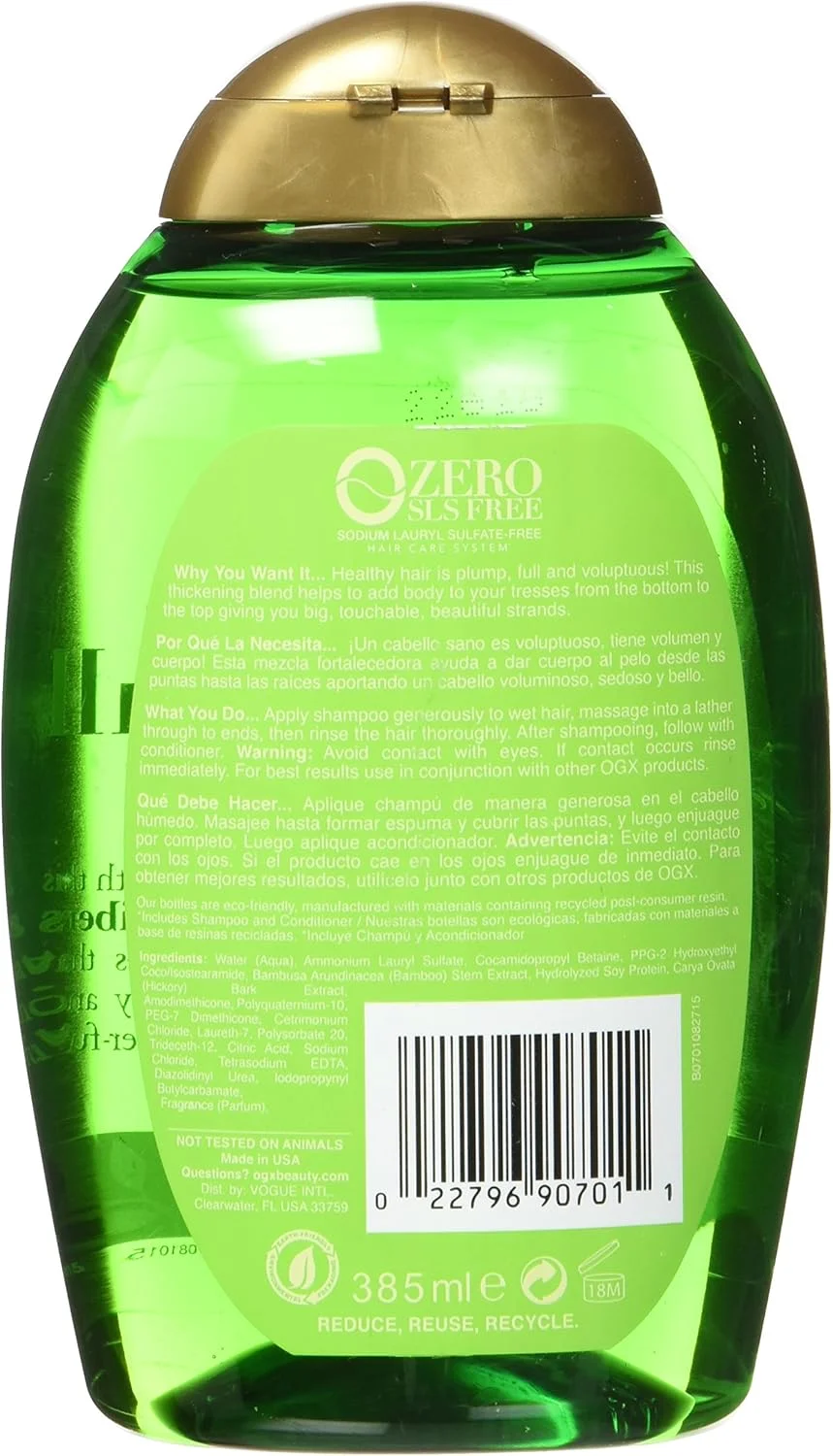 شامپو حجم دهنده و تقویت کننده مو او جی ایکس حاوی فیبر بامبو، 385 میلی لیتر شامپو حجم دهنده و تقویت کننده مو او جی ایکس حاوی فیبر بامبو، 385 میلی لیتر