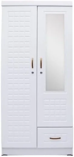 کمد لباس سفید رنگ با آینه، کمد دو درب مناسب اتاق نشیمن