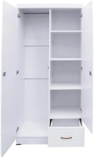 کمد لباس سفید رنگ با آینه، کمد دو درب مناسب اتاق نشیمن