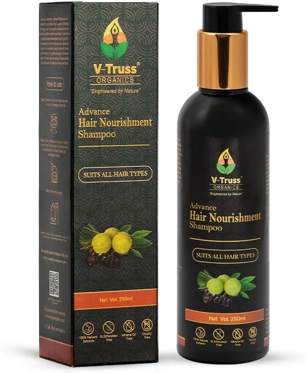 شامپو وی - تروس ارگانیکس برای زنان و مردان | تغذیه پیشرفته مو، شامپو ملایم برای استفاده روزانه، شامپو بدون پارابن (250 میلی لیتر)