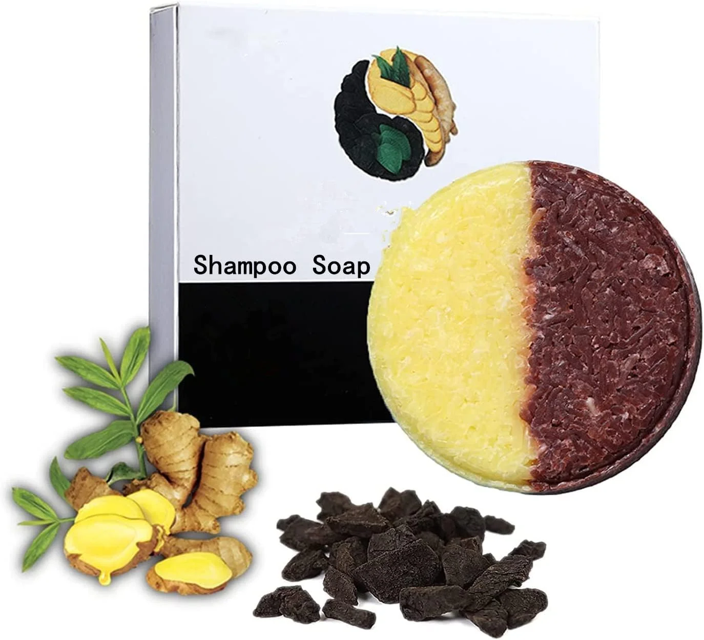 شامپو بار زنجبیل ارگانیک، شامپو بار جامد تیره کننده مو، شامپو بار حجم دهنده و مرطوب کننده، نرم کننده ارگانیک 100% طبیعی و مراقبت ترمیمی (1 عدد)