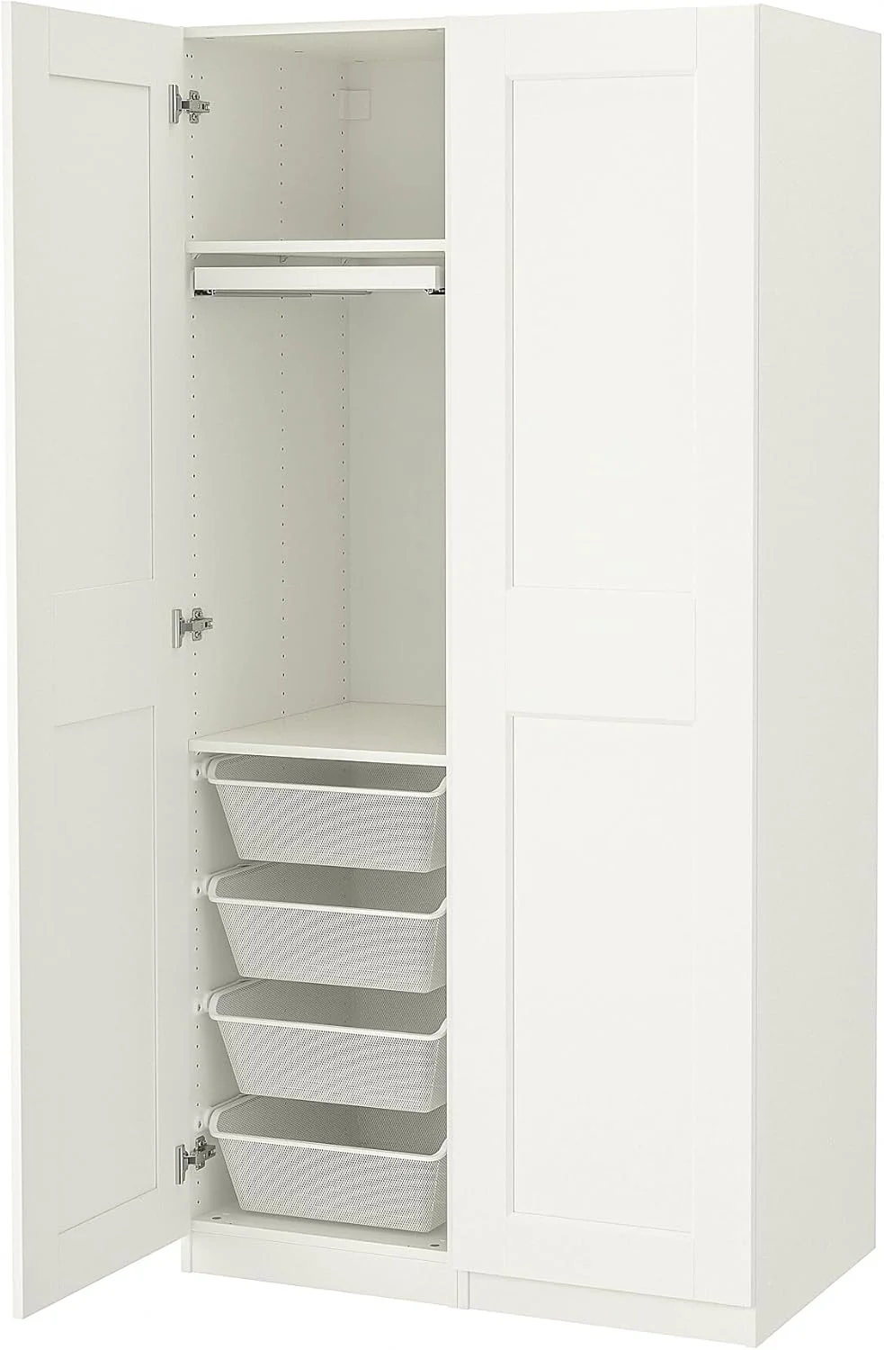 ترکیب کمد لباس PAX/GRIMO، ۱۰۰x۶۰x۲۰۱ سانتی متر، سفید/سفید