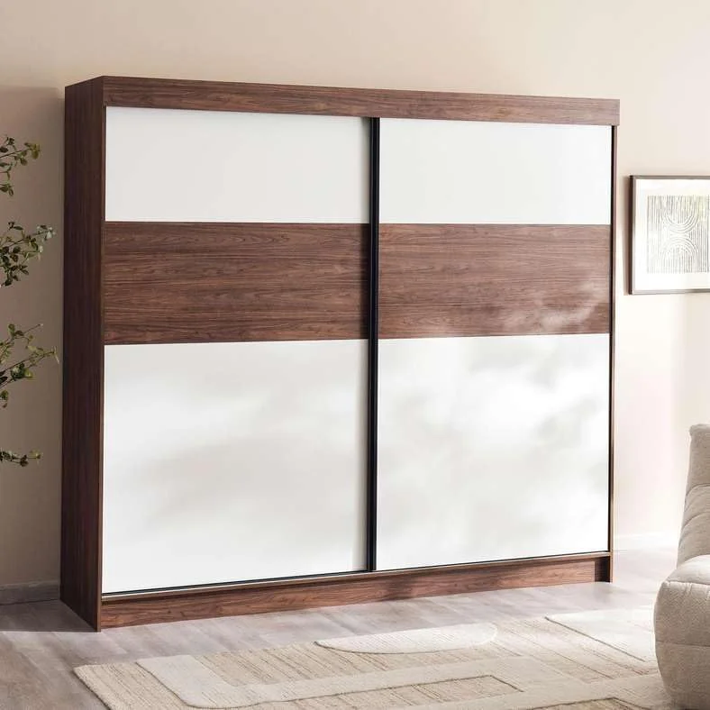 کمد لباس دو درب کشویی بلفاست پان هوم - گردویی