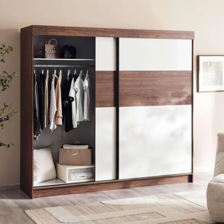 کمد لباس دو درب کشویی بلفاست پان هوم - گردویی