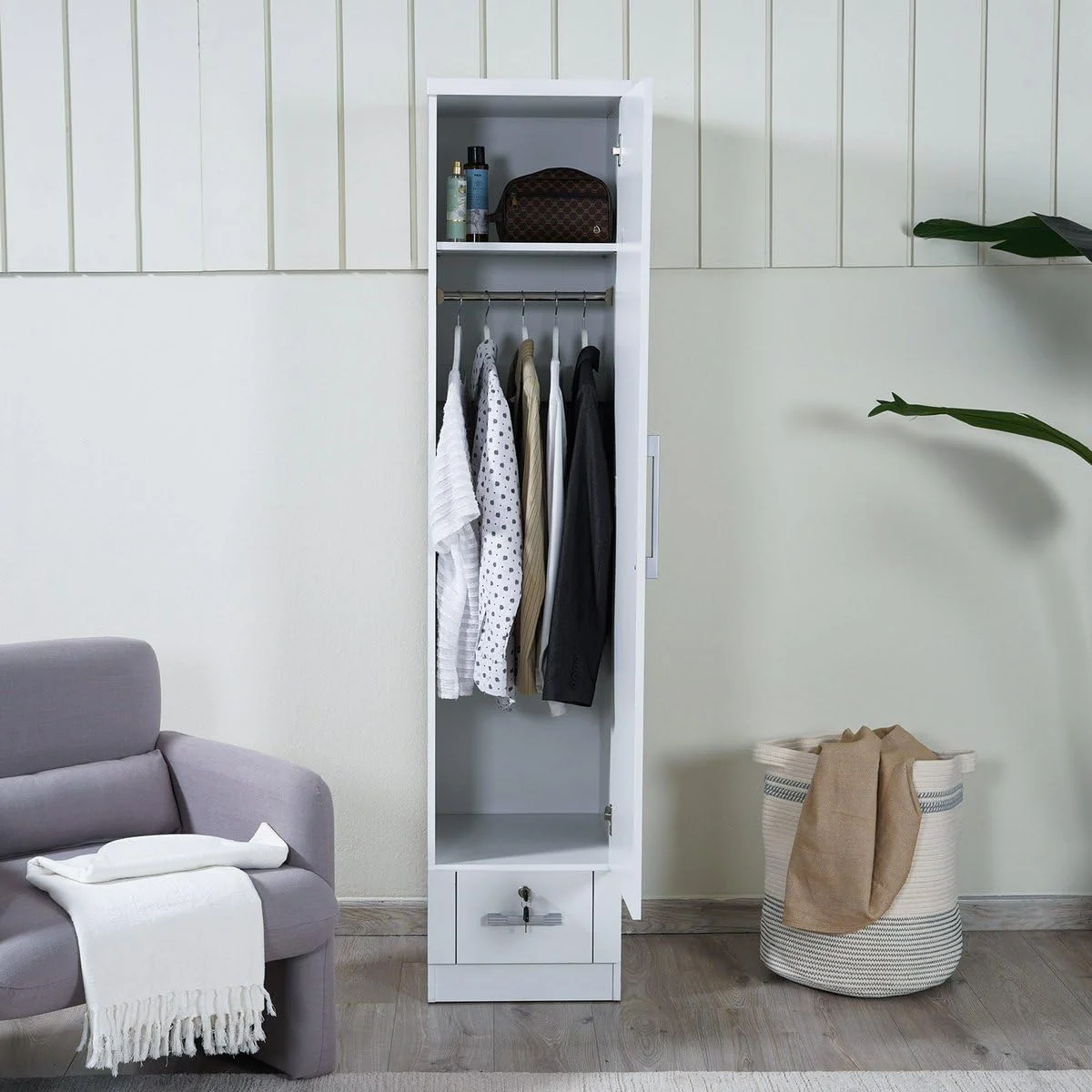 کمد یک درب با یک کشو آرلین پان هوم - سفید