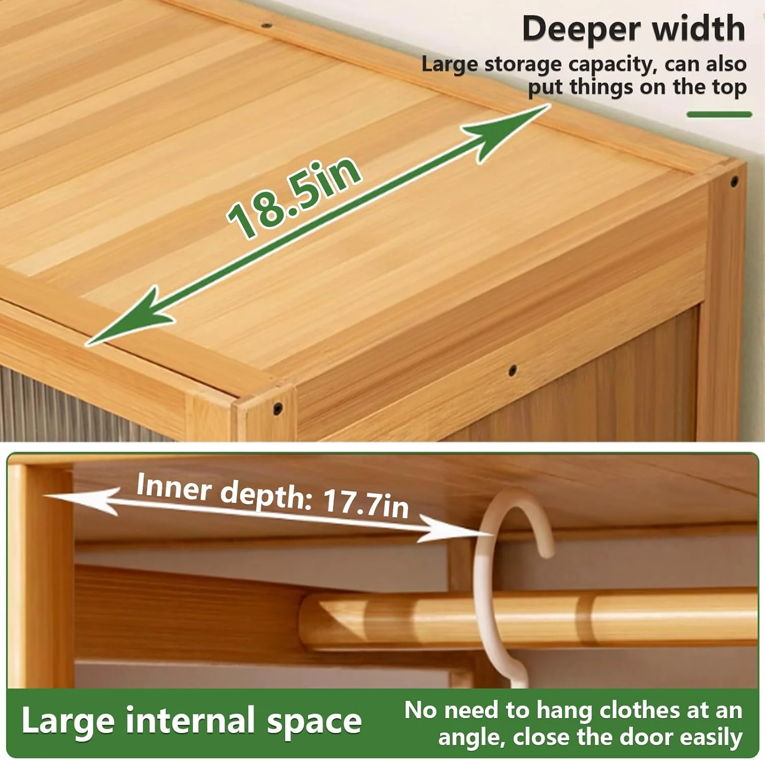 کمد لباس LBCZJYX، طراحی دو درب، ظرفیت بزرگ، تک لایه، ظرفیت 10 کیلوگرم، مناسب اتاق خواب، خوابگاه، آپارتمان، مشکی، 80x47x168 سانتی متر