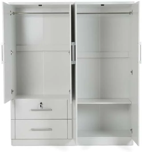 کمد لباس 4 درب آرلین با 2 کشو سفید پان هوم