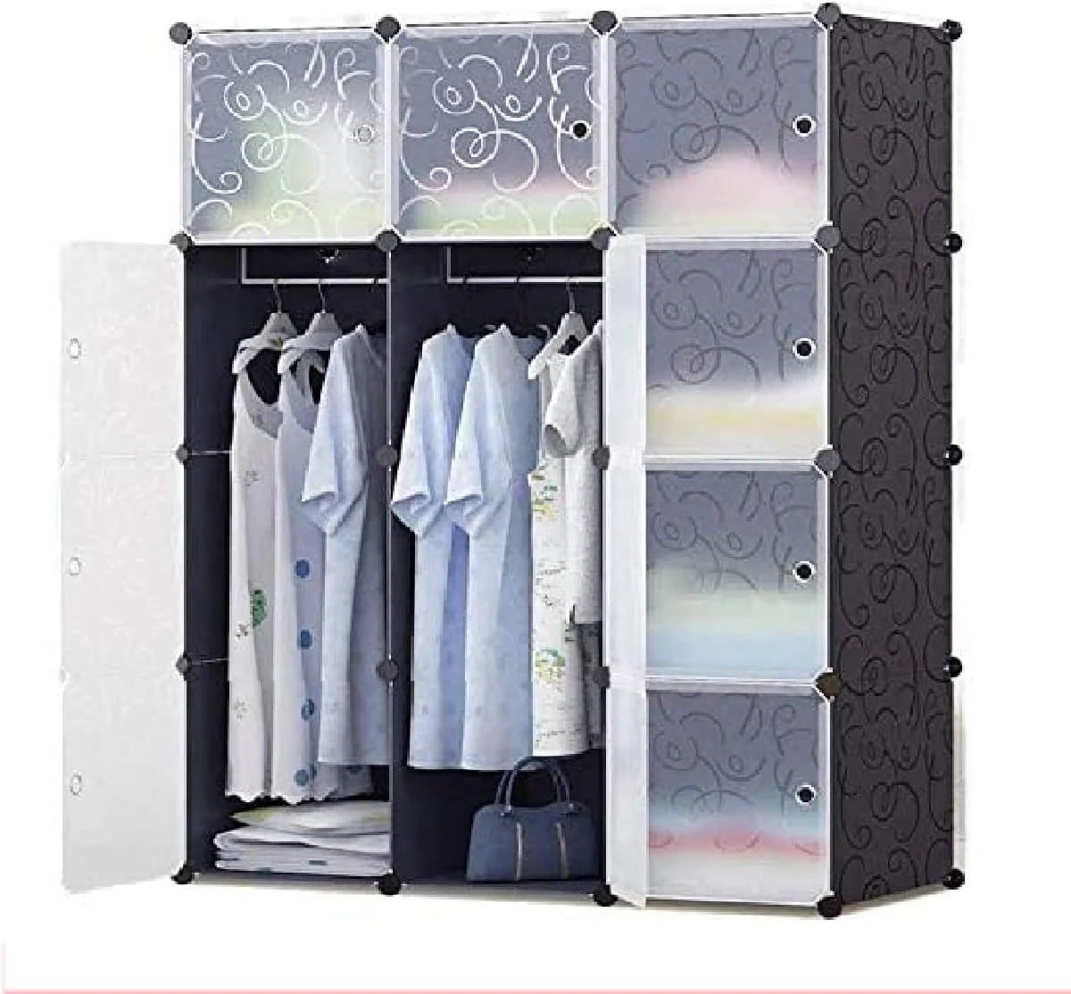 کمد لباس قابل حمل IN.HOUSE با طراحی مکعبی، مناسب اتاق خواب، کمد لباس، قفسه، کابینت انباری، 12 درب